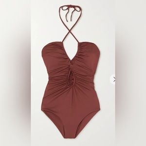 SALE!💥 JOHANNA ORTIZ ~ TROPIC OF CAPRICORN HALTER BODYSUIT ~ espresso